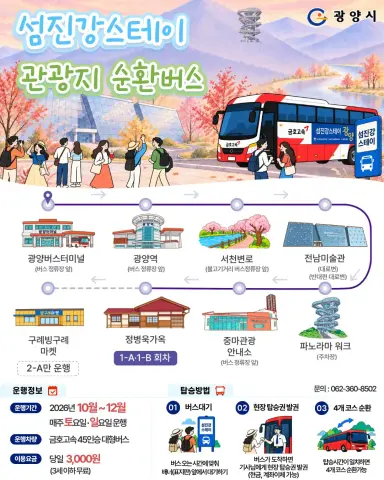 광양시, 섬진강 4개 시·군 관광지 잇는 순환버스 운행