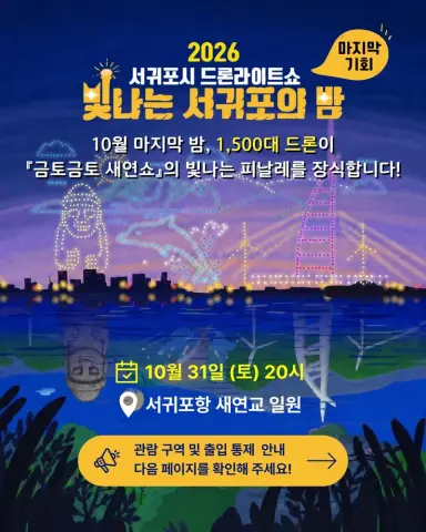 2026 서귀포의 밤을 장식할 올해 마지막 드론라이트쇼