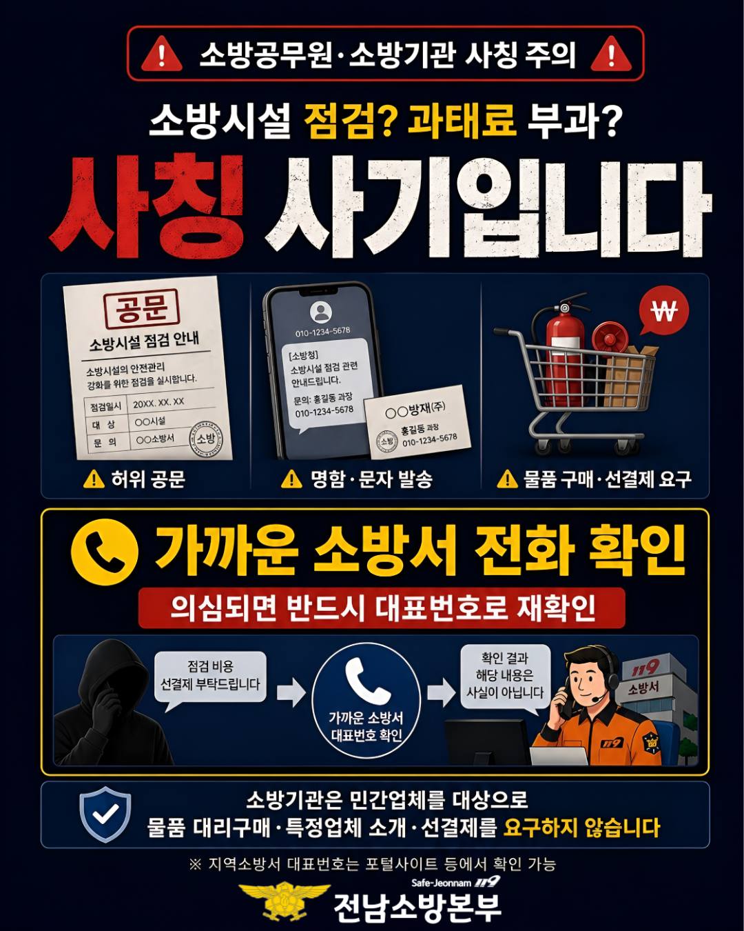 나주소방서, 소방공무원 사칭 피해 주의 재당부