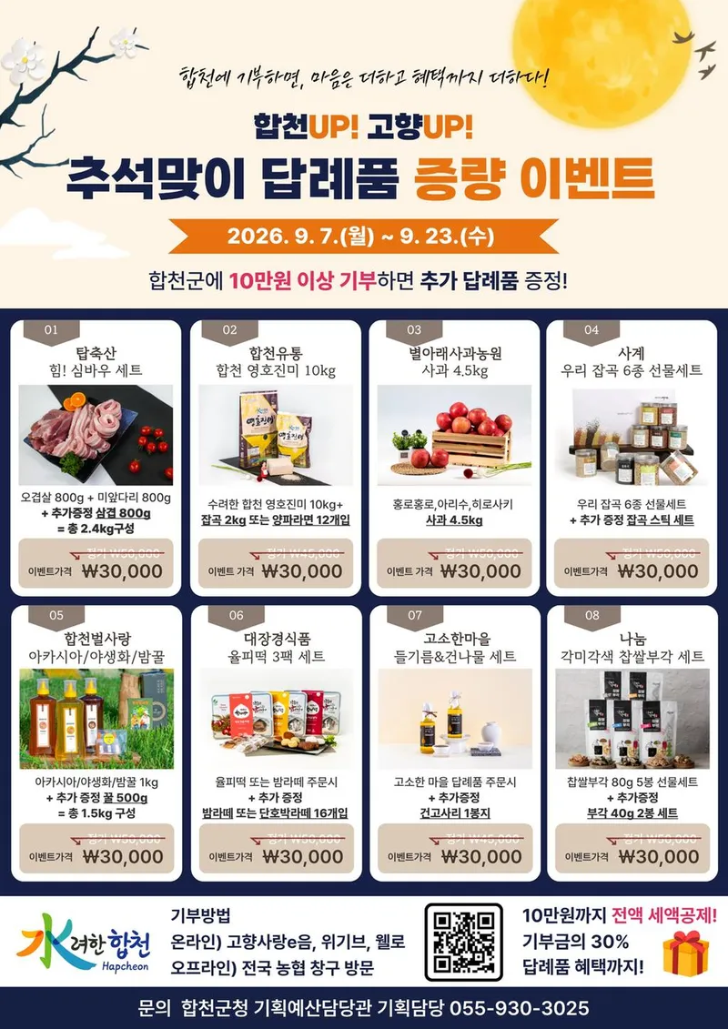 합천군, 고향사랑기부제 추석맞이 ‘합천UP! 고향UP!’