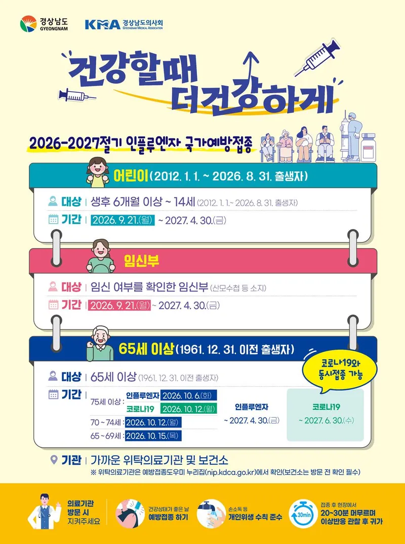 함양군, 9월 21일부터 인플루엔자 예방접종 순차 시행