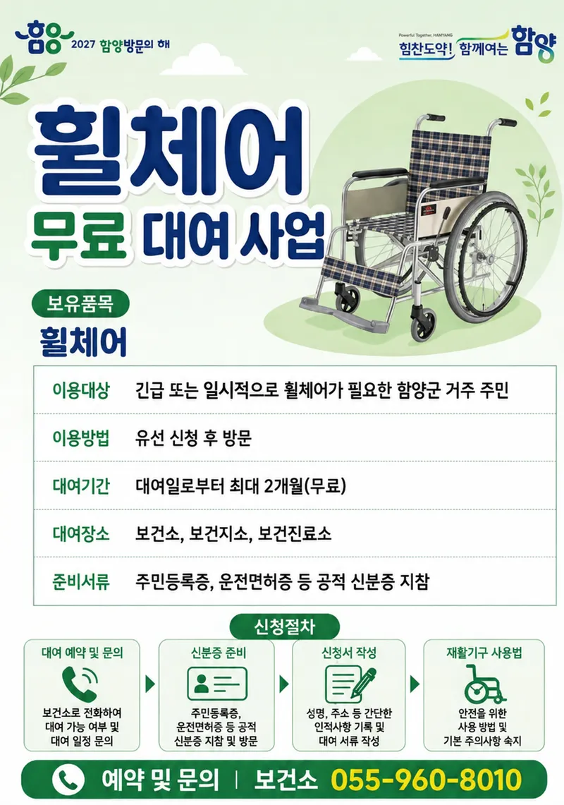 “휠체어 구매 부담 끝! 보건소 무료 대여 서비스 ‘큰 호응’”
