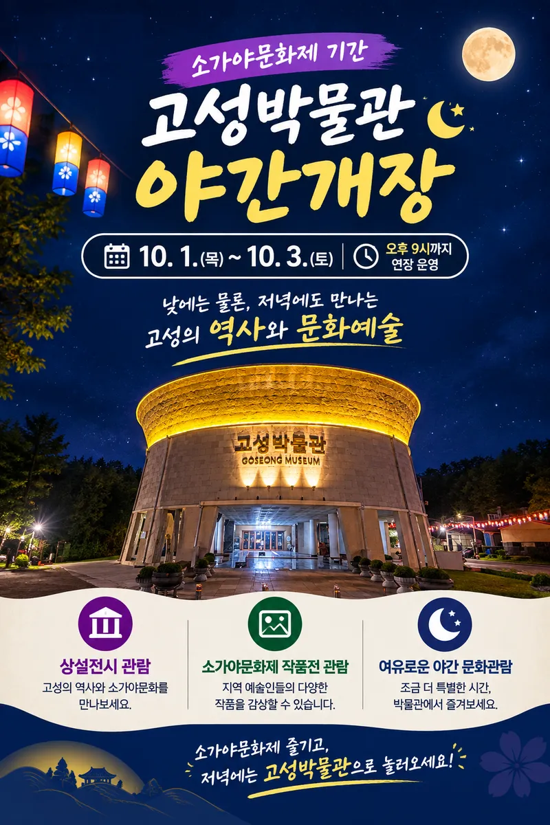 고성군, 제49회 소가야문화제 맞아 고성박물관 야간개장 [문화예술과]