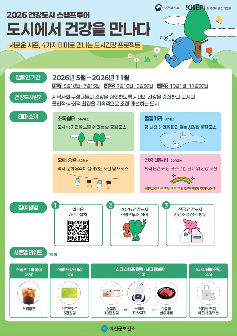 예산군보건소, 걸으며 건강도시 누린다… ‘스탬프 투어 시즌3’ 운영