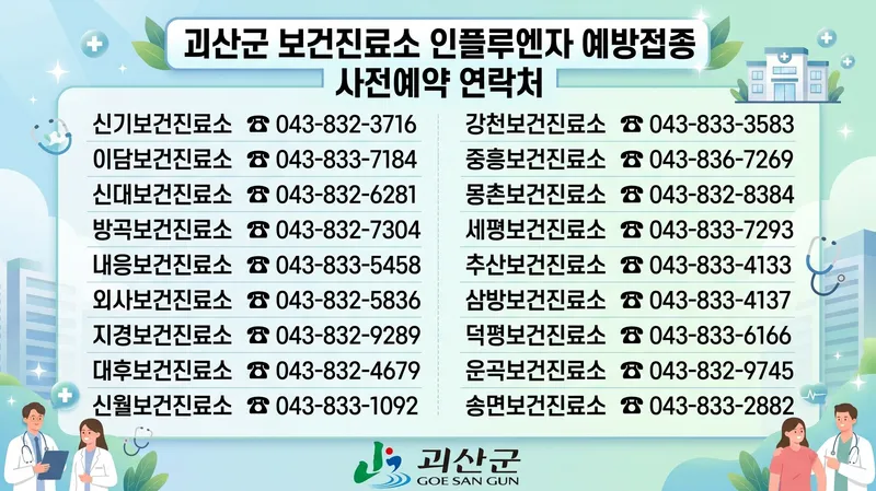 괴산군, 18개 보건진료소 독감 예방접종 재개… ‘군민 건강 밀착 보호’