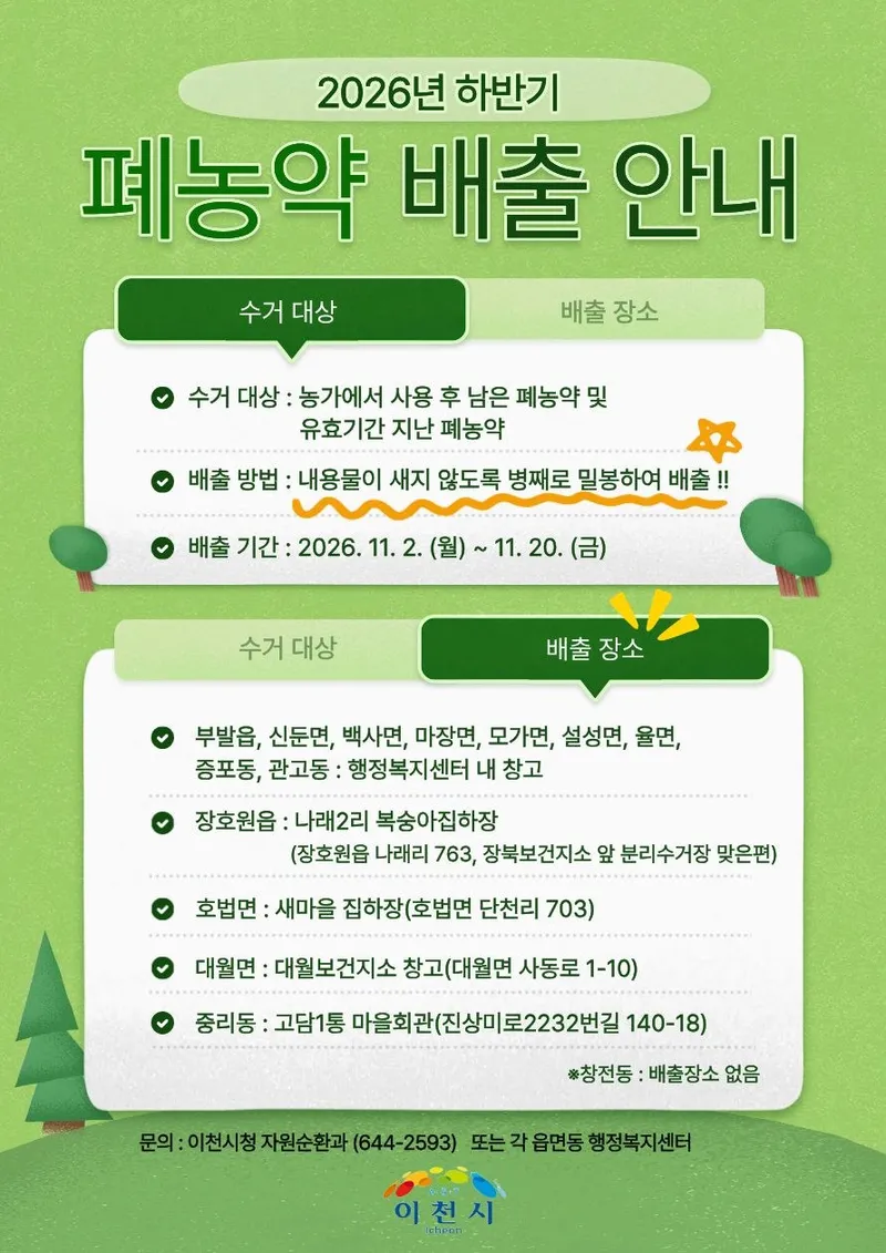 이천시, 폐농약 일제 수거 실시