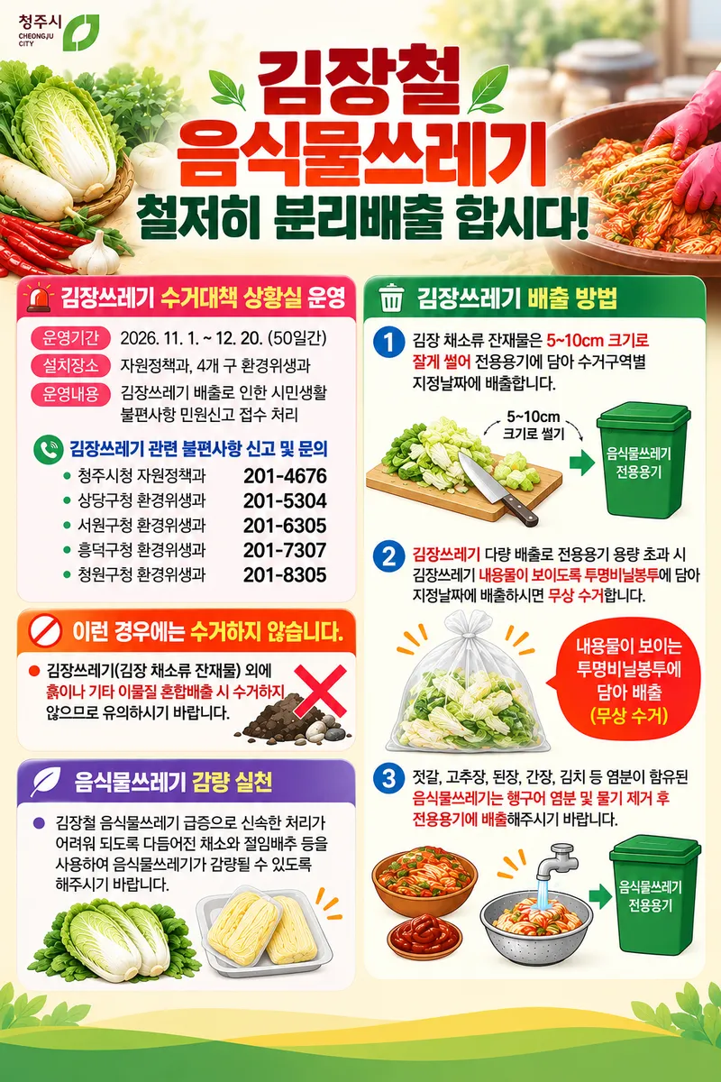 청주시, 김장쓰레기 특별수거 기간 운영(11. 1. ~ 12. 20.)