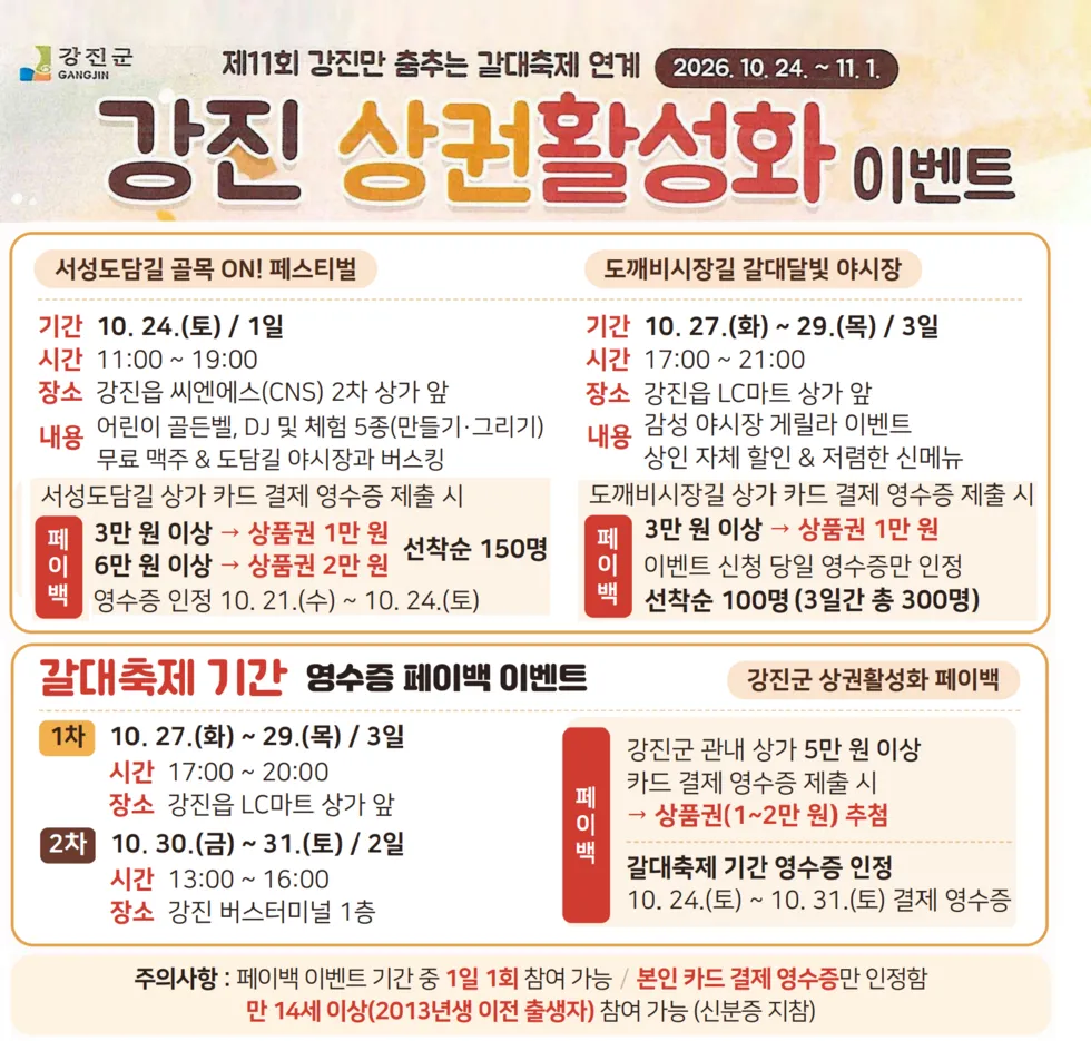 강진군, 갈대축제 연계 골목상권 활성화 행사 추진
