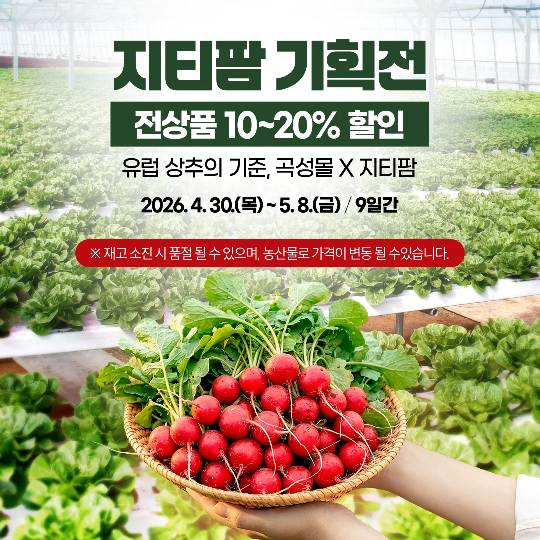 신선 유럽채소 최대 20% 특가, 곡성몰X지티팜 기획전 개최