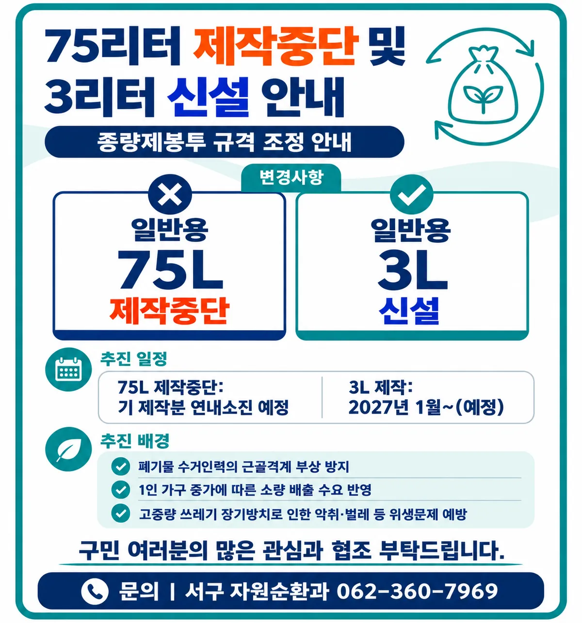 광주 서구, 내년 1월부터 3ℓ 종량제봉투 신설 판매
