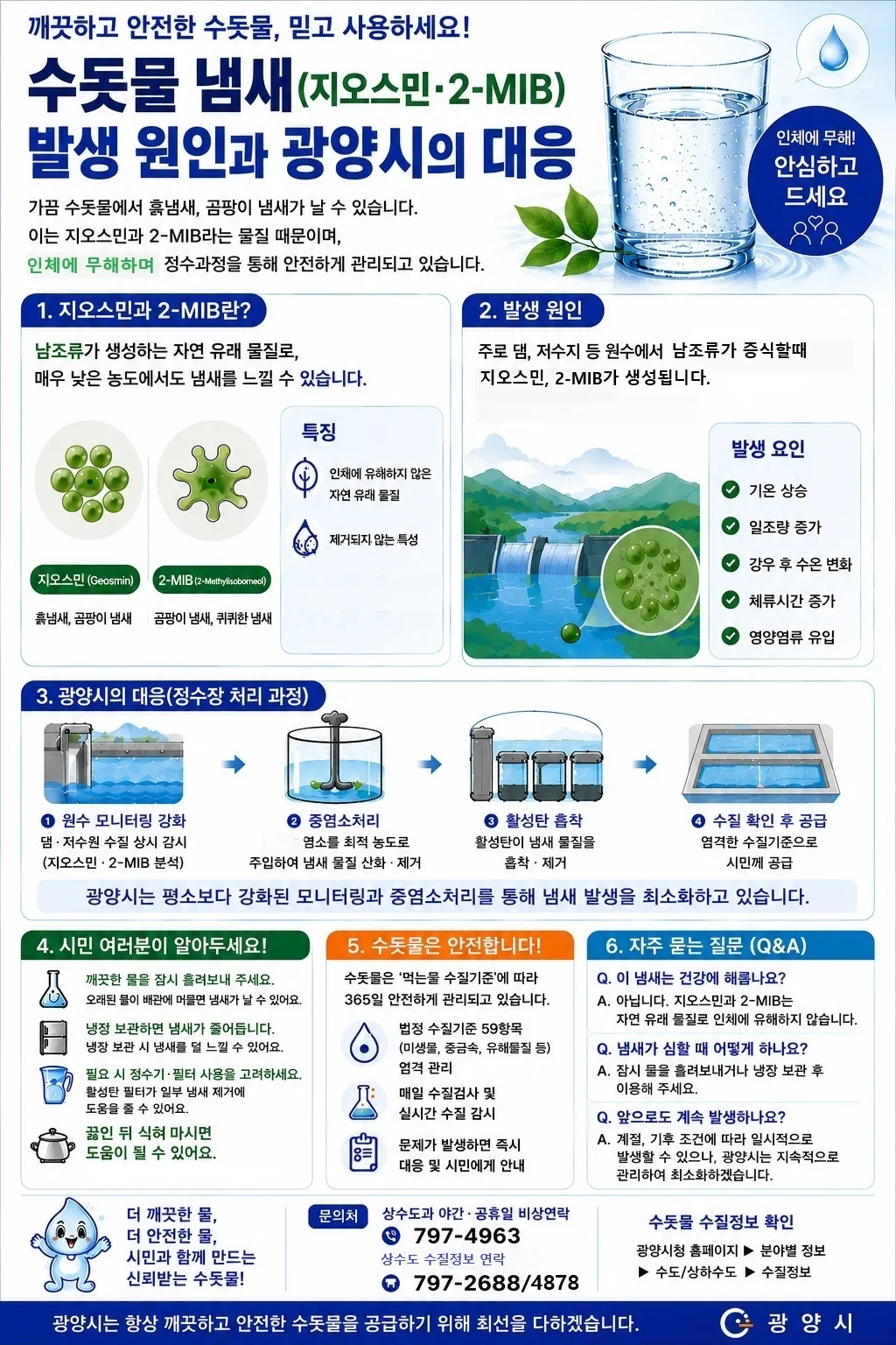 광양시, 여름철 수돗물 흙냄새 원인…‘지오스민’ 막기 총력