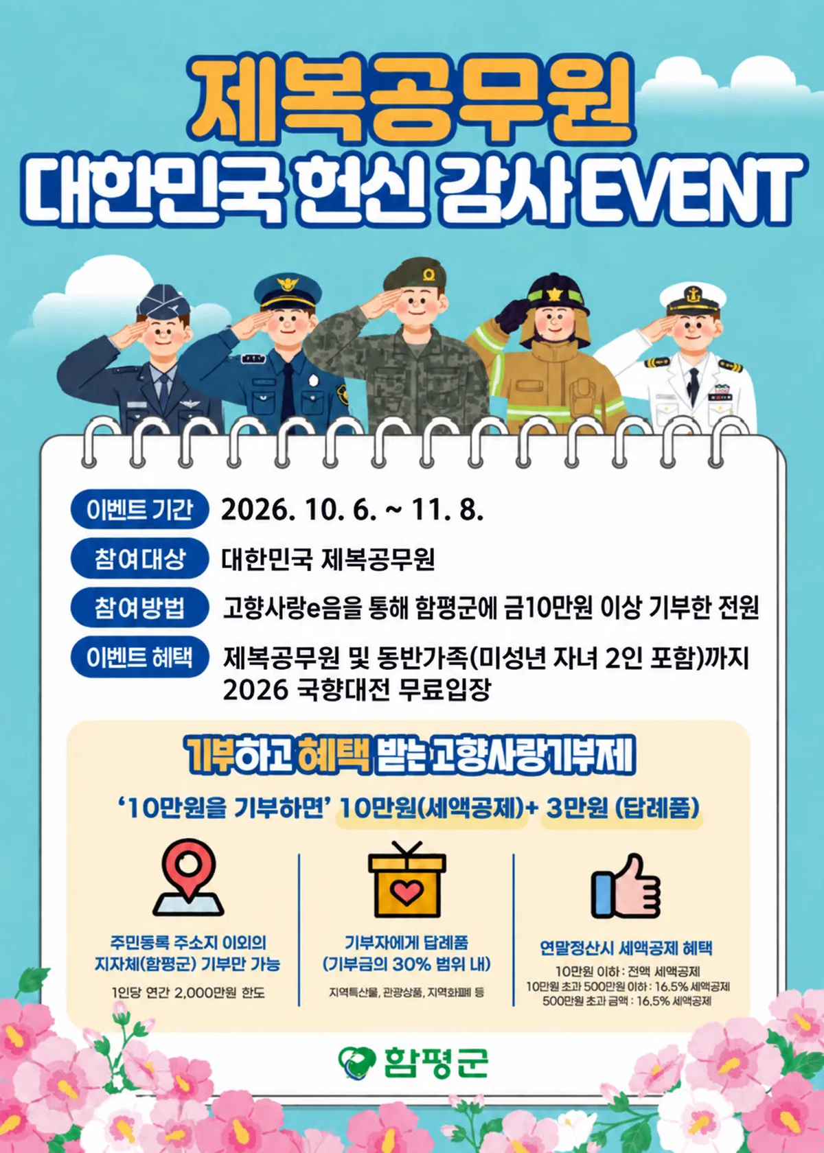 함평군, 제복공무원 대상 고향사랑기부 국향대전 무료입장 혜택