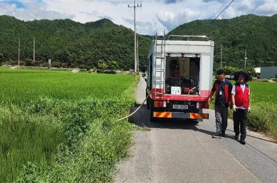 화순군, 산불진화차 동원해 가뭄 피해 농가 긴급 수지원