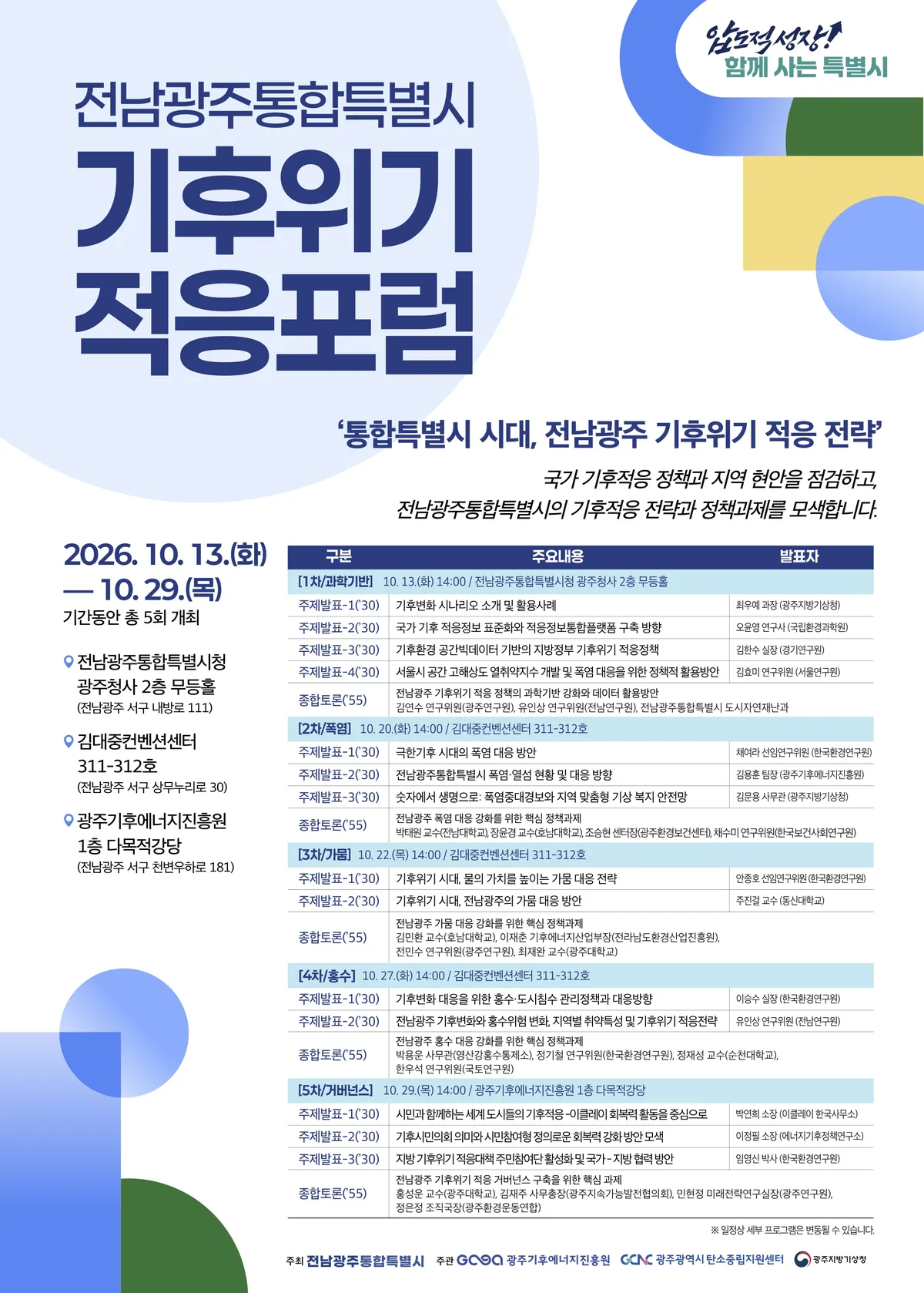 전남광주통합특별시, 폭염·가뭄·홍수 극한기후 대응 포럼 개최