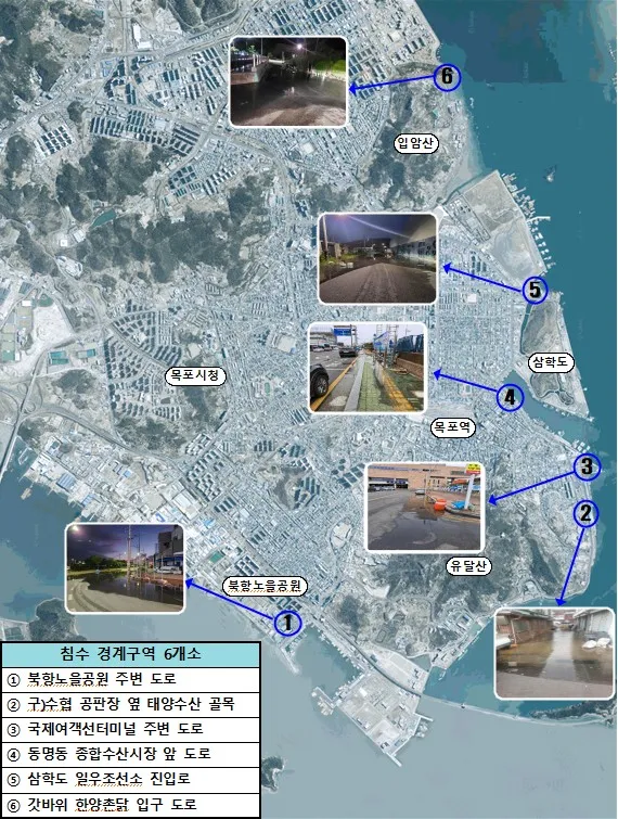 목포, 조위 상승으로 해수 침수 우려…해안 저지대 차량 이동 당부
