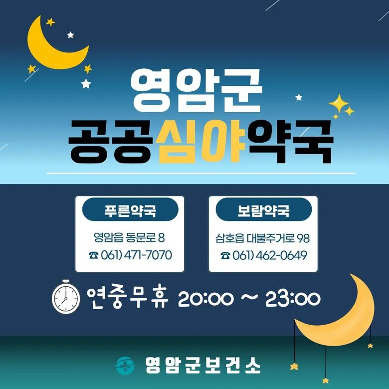 영암군, 공공심야약국 2곳으로 확대…야간 의료 접근성 개선