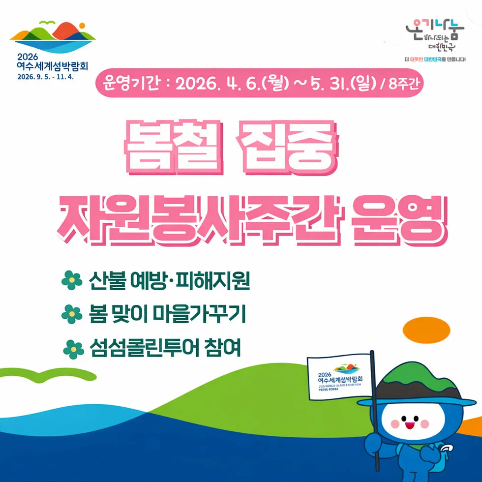 여수시, 봄철 맞아 ‘온기나눔’ 자원봉사 캠페인 대대적 전개