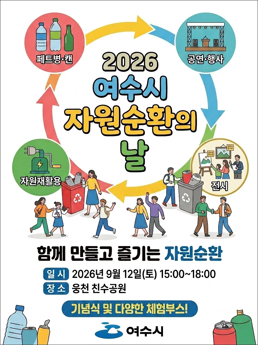 여수시, 9월 12일 웅천친수공원서 '자원순환의 날' 행사 개최 - 문화 | 코리아NEWS