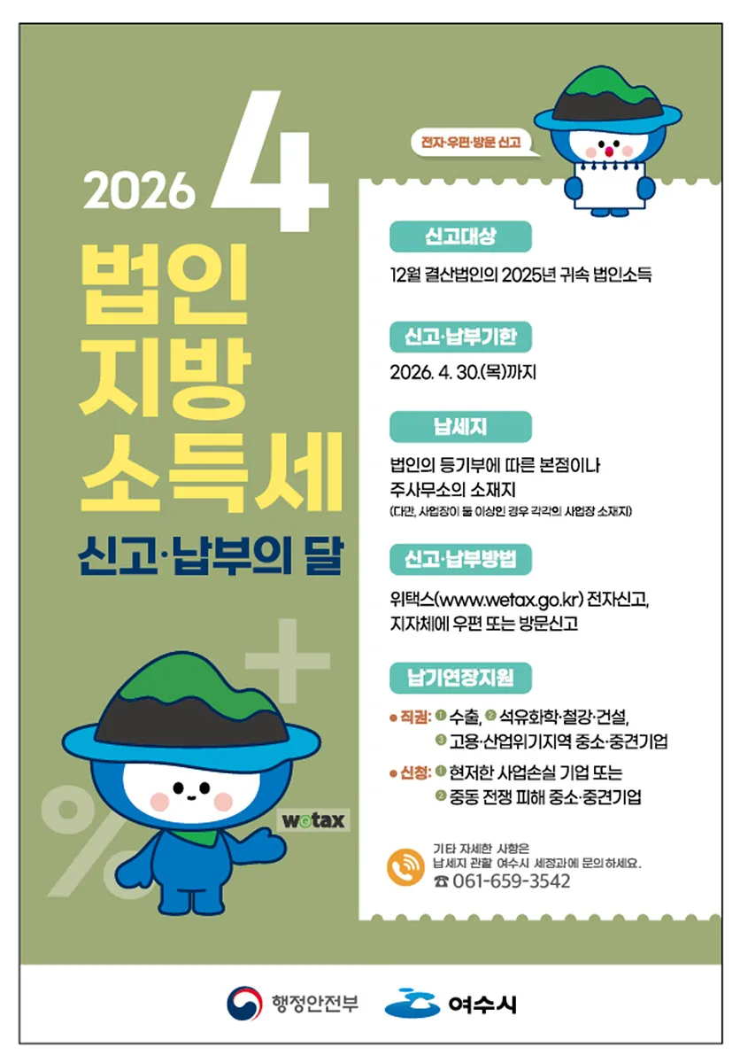 여수시, 4월 한 달 ‘법인지방소득세’ 신고·납부 기간 운영 - 경제 | 코리아NEWS